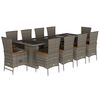 vidaXL 11 r&eacute;szes sz&uuml;rke polyrattan kerti &uuml;lőgarnit&uacute;ra p&aacute;rn&aacute;kkal