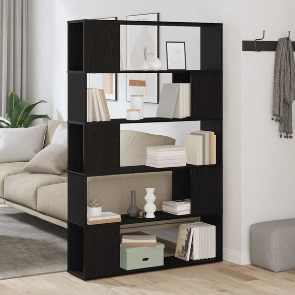 vidaXL TV szekr&eacute;ny garnit&uacute;ra Fekete t&ouml;lgy 100 x 24 x 155 cm Faanyag