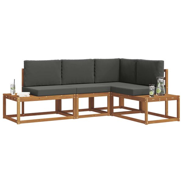 vidaXL K&uuml;lt&eacute;ri kanap&eacute; szett p&aacute;rn&aacute;val 4 Darab Term&eacute;szetes &eacute;s antracit