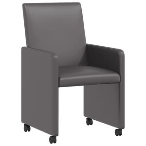 vidaXL Kerekes &Eacute;tkező Sz&eacute;kek 2 db Műbőr Sz&uuml;rke 57 x 66 x 94 cm