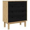 vidaXL Fi&oacute;kos szekr&eacute;ny OTTA Fekete 76,5 x 39,5 x 90 cm T&ouml;m&ouml;r Fenyőfa