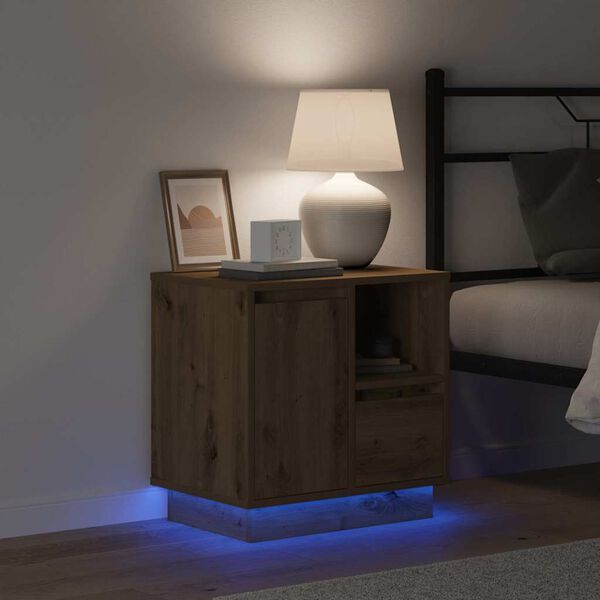 vidaXL &Eacute;jjeliszekr&eacute;ny fi&oacute;kkal Artisan t&ouml;lgy 50 x 34,5 x 50 cm Faanyag