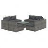 vidaXL 9 r&eacute;szes sz&uuml;rke polyrattan kerti &uuml;lőgarnit&uacute;ra p&aacute;rn&aacute;kkal