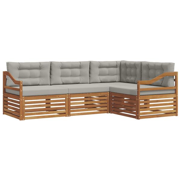 vidaXL K&uuml;lt&eacute;ri kanap&eacute; szett 4 pcs Term&eacute;szetes &eacute;s Vil&aacute;gossz&uuml;rke