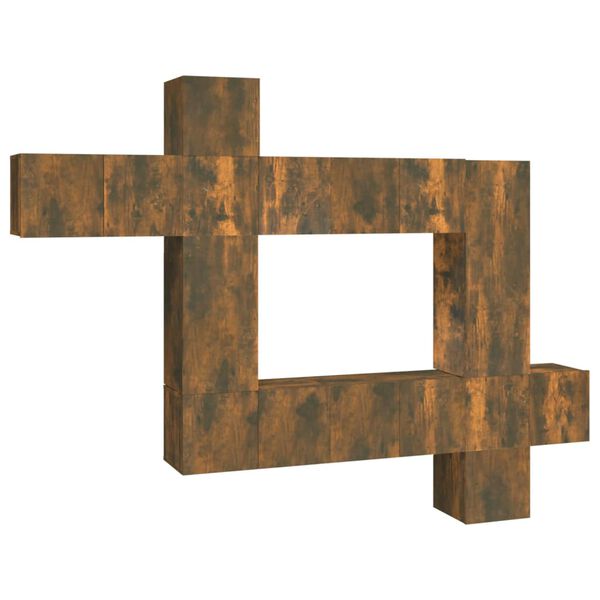 vidaXL 10 r&eacute;szes f&uuml;st&ouml;s t&ouml;lgy sz&iacute;nű szerelt fa TV-szekr&eacute;nyszett