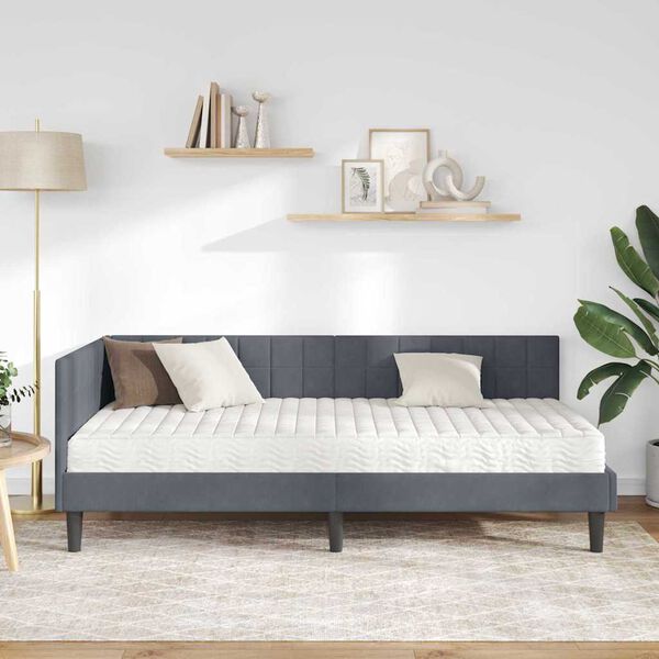 vidaXL Sarok &Aacute;gykeret Matraccal fejt&aacute;ml&aacute;val 2 pcs Sz&uuml;rke B&aacute;rsony