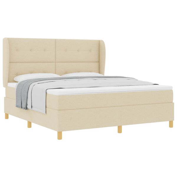 vidaXL Boxspring &aacute;gy matraccal S&ouml;t&eacute;tsz&uuml;rke 90x190 cm Sz&ouml;vet Kr&eacute;m