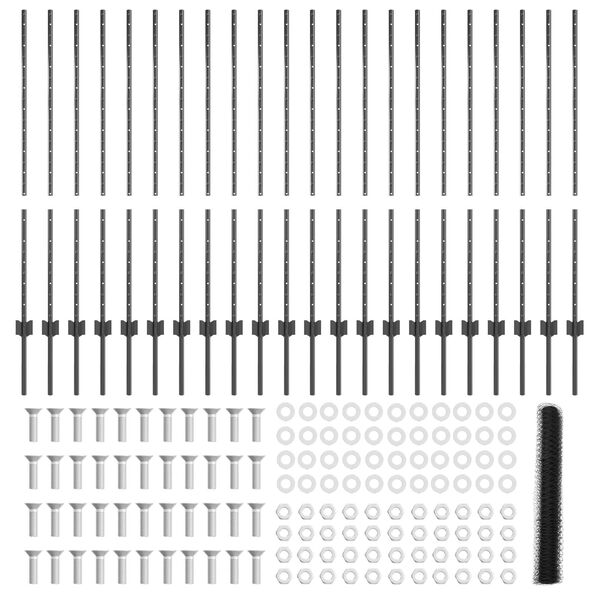 vidaXL Ker&iacute;t&eacute;s oszlopokkal Sz&uuml;rke 1,2 x 50 m Ac&eacute;l &eacute;s PVC