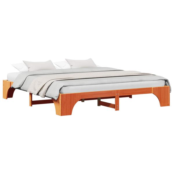 vidaXL Ágykeret Faggyú barna 180 x 200 cm Tömör fenyőfa