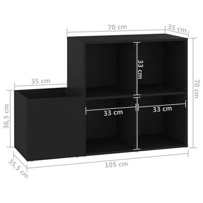 vidaXL fekete forgácslap előszobai cipősszekrény 105 x 35,5 x 70 cm