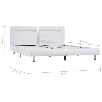 vidaXL fehér LED-es műbőr ágykeret 180 x 200 cm