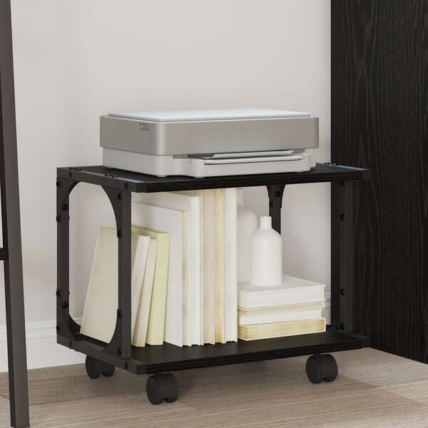 vidaXL Nyomtat&oacute;&aacute;llv&aacute;ny Fekete t&ouml;lgy 41 x 28 x 33.5 cm Faanyag