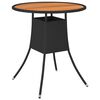 vidaXL fekete polyrattan &eacute;s t&ouml;m&ouml;r ak&aacute;cfa kerti &eacute;tkezőasztal &Oslash; 70 cm