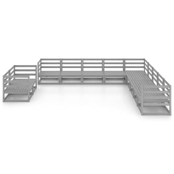 vidaXL 11 r&eacute;szes sz&uuml;rke t&ouml;m&ouml;r fenyőfa kerti &uuml;lőgarnit&uacute;ra