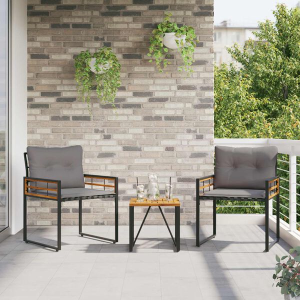 vidaXL Kültéri Bútor Szett párnával 3 pcs Világosszürke