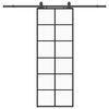vidaXL fekete ESG &uuml;veg tol&oacute;ajt&oacute; f&eacute;mszerelv&eacute;ny-szettel 76x205 cm