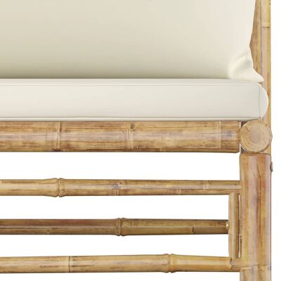vidaXL 9 részes bambusz kerti bútorszett krémfehér párnákkal