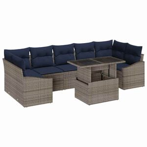 vidaXL Kerti Kanap&eacute; Szett t&aacute;rol&oacute;val 8 pcs Sz&uuml;rke Poli rattan