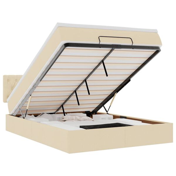 vidaXL Ottom&aacute;n &aacute;gy matraccal & LED-ek kr&eacute;m 140x190 cm sz&ouml;vet