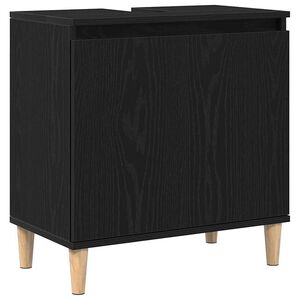 vidaXL F&uuml;rdőszobai mosd&oacute;szekr&eacute;ny Fekete t&ouml;lgy 58 x 33 x 60 cm Faanyag