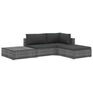 vidaXL 4-r&eacute;szes sz&uuml;rke polyrattan kerti b&uacute;torszett p&aacute;rn&aacute;kkal