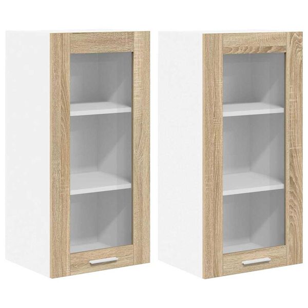vidaXL F&uuml;ggő szekr&eacute;ny 2 pcs Sonoma t&ouml;lgy 40 x 31 x 80 cm Faanyag