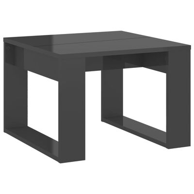 vidaXL magasfényű szürke forgácslap kisasztal 50 x 50 x 35 cm