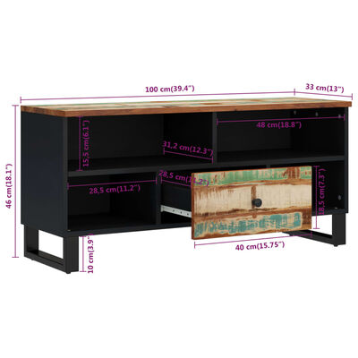 vidaXL tömör újrahasznosított és szerelt fa TV-szekrény 100x33x46 cm