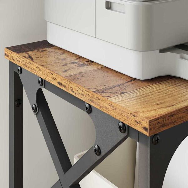 vidaXL Nyomtatóállvány Állítható Öreg fa 40 x 30 x 31 cm Faanyag