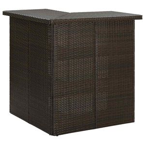 vidaXL barna polyrattan sarok b&aacute;rasztal 100 x 50 x 105 cm
