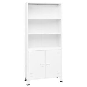 vidaXL feh&eacute;r ipari st&iacute;lus&uacute; ac&eacute;l k&ouml;nyvespolc 80 x 32 x 180 cm