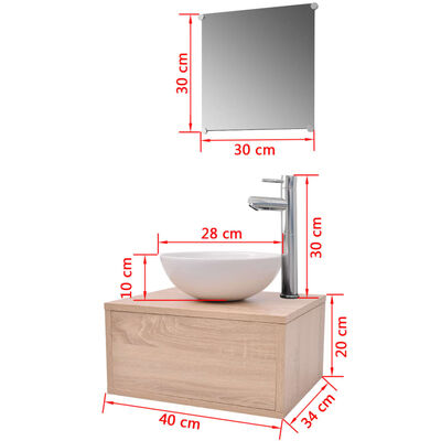 vidaXL Négyrészes fürdőszobabútor szett mosdótállal és csappal bézs
