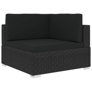 vidaXL 1 db fekete polyrattan modul&aacute;ris sarokfotel p&aacute;rn&aacute;kkal