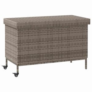 vidaXL sz&uuml;rke polyrattan kerti t&aacute;rol&oacute;l&aacute;da kerekekkel 110x55x73 cm