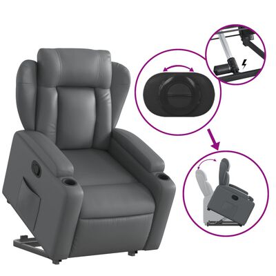 vidaXL szürke műbőr felállást segítő dönthető fotel