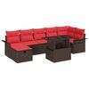vidaXL Kerti Kanap&eacute; Szett p&aacute;rn&aacute;val t&aacute;rol&oacute;val 8 pcs Barna Poli rattan