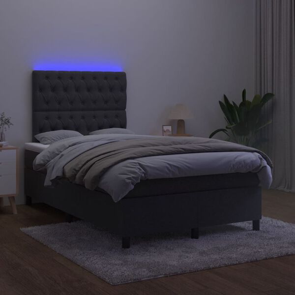 vidaXL fekete b&aacute;rsony rug&oacute;s &eacute;s LED-es &aacute;gy matraccal 120x190 cm