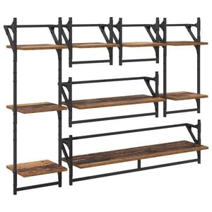 vidaXL Fali polc k&eacute;szlet 6 pcs &Ouml;reg fa 100 x 25 x 30 cm Faanyag