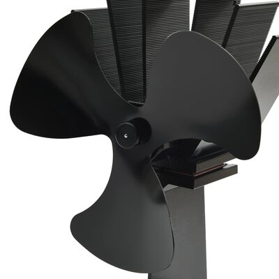 vidaXL fekete hővel meghajtott háromlapátos kandalló ventilátor