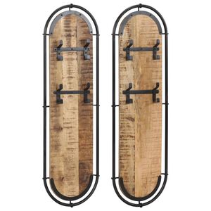 vidaXL 2db t&ouml;m&ouml;r nyers mang&oacute;fa falra szerelhető ruhafogas 4 akaszt&oacute;val