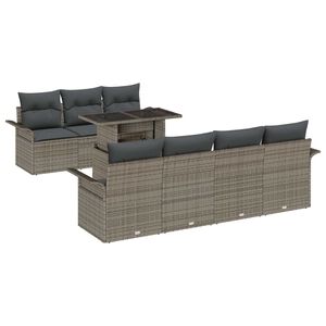 vidaXL Kerti Kanap&eacute; Szett p&aacute;rn&aacute;val t&aacute;rol&oacute;val 8 pcs Sz&uuml;rke Poly Rattan