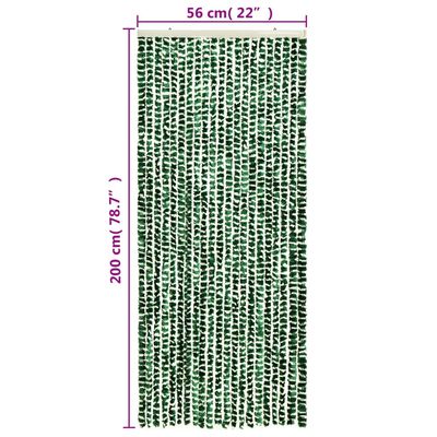 vidaXL zöld és fehér zsenília rovarfüggöny 56 x 200 cm