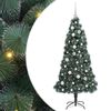 vidaXL Műfenyő LED vil&aacute;g&iacute;t&aacute;ssal &eacute;s d&iacute;sz goly&oacute; k&eacute;szlettel Z&ouml;ld 150 cm