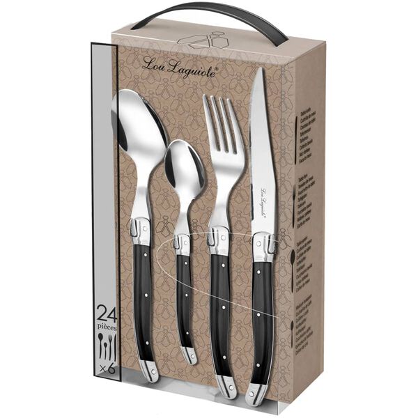 Lou Laguiole Tradition 24 darabos antracitszürke evőeszközkészlet