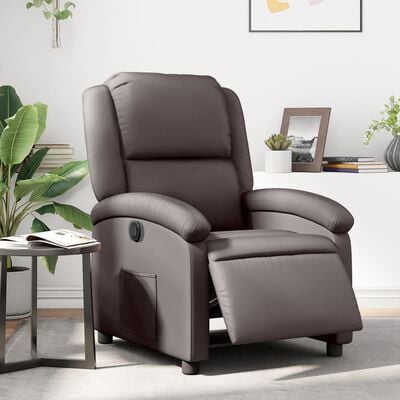 vidaXL barna valódi bőr elektromos dönthető fotel