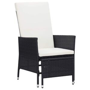 vidaXL fekete d&ouml;nthető h&aacute;tt&aacute;ml&aacute;s polyrattan kerti sz&eacute;k p&aacute;rn&aacute;kkal