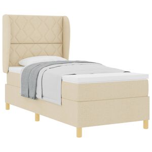 vidaXL Boxspring &aacute;gy matraccal S&ouml;t&eacute;tsz&uuml;rke 90x190 cm Sz&ouml;vet Kr&eacute;m