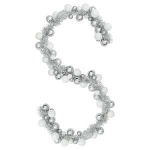 vidaXL Kar&aacute;csonyi g&ouml;mb girland Feh&eacute;r &eacute;s Ez&uuml;st 186 cm Polisztirol