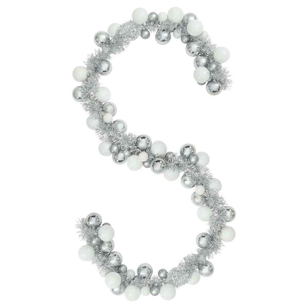 vidaXL Karácsonyi gömb girland Fehér és Ezüst 186 cm Polisztirol