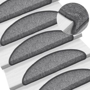 vidaXL 15 db s&ouml;t&eacute;tsz&uuml;rke f&eacute;lk&ouml;r alak&uacute; l&eacute;pcsőszőnyeg 56 x 17 x 3 cm